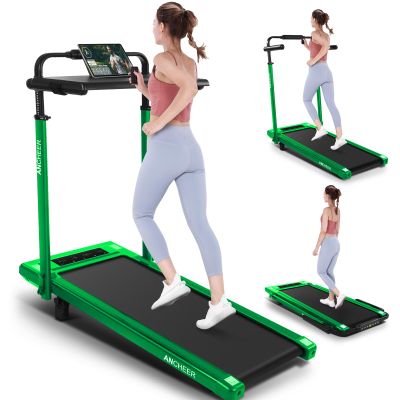 ANCHEER Treadmill with Desk Workstation& Adjustable Height, Folding Treadmill with 8% Incline,2.5HP Walking Pad for Home, 300lbs Weight Capacity/Ultra-Quiet/3 Type Control(Green)