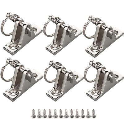 6 Pack Bimini Top 90Deck Hinge with Pin and Ring, 316 Stainless Steel, Free Installation Screws