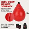 Boxerpoint Speed Bag Set - Black PU Leather, Medium - Includes 2 Hand Wraps & Carrying Bag - Durable Anti-Leak Punching Bag for Adults, Teens & Beginners - Easy Home Gym Setup for Reflex Training view 2