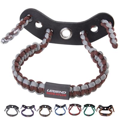 Legend 550 Paracord Bow Wrist Sling - Compound Bow Stabilizer & Hand Loop Carrier Archery Accessories - Adjustable Wrist Strap with Durable Leather Yoke, Strong Metal Grommets - Brown - Grey