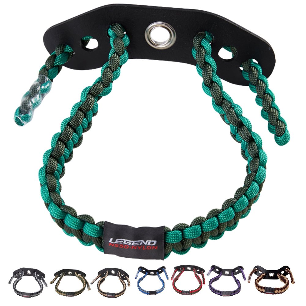 Legend 550 Paracord Bow Wrist Sling - Compound Bow Stabilizer & Hand Loop Carrier Archery Accessories - Adjustable Wrist Strap with Durable Leather Yoke, Strong Metal Grommets - Army Green - Green