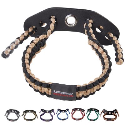 Legend 550 Paracord Bow Wrist Sling - Compound Bow Stabilizer & Hand Loop Carrier Archery Accessories - Adjustable Wrist Strap with Durable Leather Yoke, Strong Metal Grommets - Beige - Black