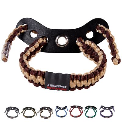 Legend 550 Paracord Bow Wrist Sling - Compound Bow Stabilizer & Hand Loop Carrier Archery Accessories - Adjustable Wrist Strap with Durable Leather Yoke, Strong Metal Grommets - Beige - Brown