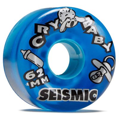 Seismic Crybaby 82a Longboard Wheels - Crystal Clear Blue - 62mm