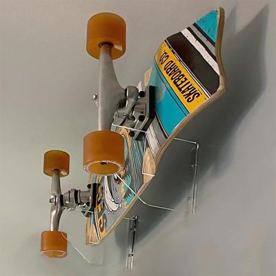 WANLIAN Skateboard Wall Mount Display Rack Skateboard Wall Rack Display Rack Hanger Rack Skateboard Wall Mount Bracket Deck Rack (Transparent 1 Pair)