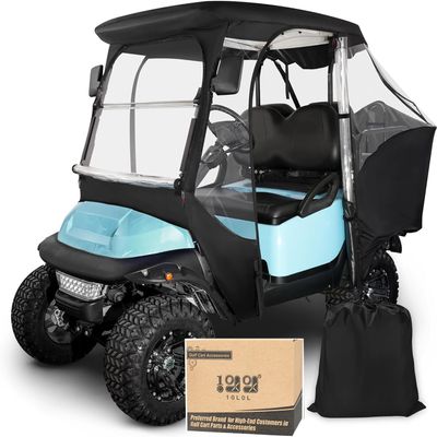 10L0L 4-Passengers Golf Cart Driving Enclosure for Club Car Precedent, 600D Clear Window Rain Cover, All Weather Waterproof Windproof Snowproof Storage Covers(Black)