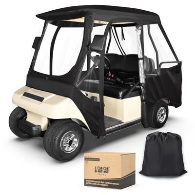 10L0L Golf Cart 4 Passenger Driving Enclosure for Club Car DS 2+2, 4-Sided Clear Window Rain Cover All Weather Waterproof Windproof Snowproof