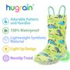 HugRain Toddler Boys Rain Boots Baby Kids Light Up Printed Waterproof Shoes Rubber Garden Puddle Boots Lightweight Adorable Cute Green Dinosaur Easy-On Handles and Insole (Size 9,Green) view 4