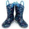 HugRain Toddler Boys Rain Boots Baby Kids Light Up Printed Waterproof Shoes Rubber Garden Puddle Boots Lightweight Adorable Cute Navy Blue Cosmos Easy-On Handles and Insole (Size 10,Navy) view 4