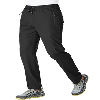 BASUDAM Men's Athletic Pants Thin Lightweight Quick Dry Zipper Pockets Outdoor Sports Pants for Running Jogging Hiking Black M