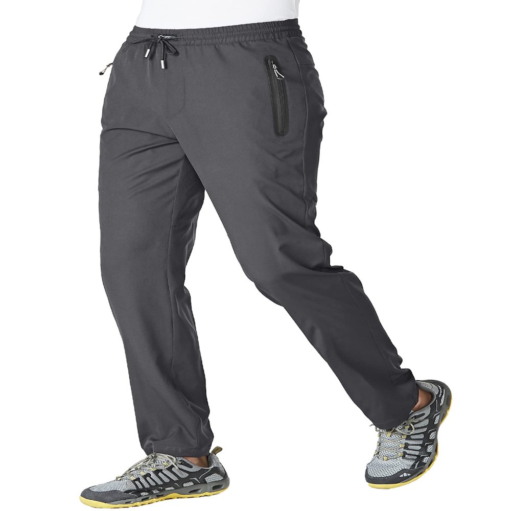 BASUDAM Men's Athletic Pants Thin Lightweight Quick Dry Zipper Pockets Outdoor Sports Pants for Running Jogging Hiking Dark Grey M