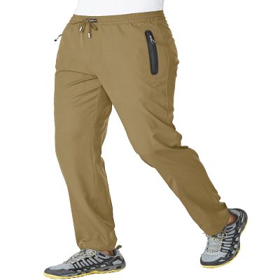 BASUDAM Men's Athletic Pants Thin Lightweight Quick Dry Zipper Pockets Outdoor Sports Pants for Running Jogging Hiking Khaki XL