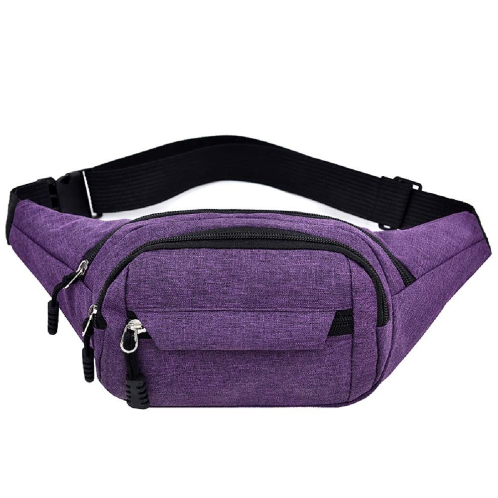 Waist Bag, Fanny Pack for Women and Men, Travel HikingRunningFour Pockets Portable Mobile Phone and Wallet(Purple)