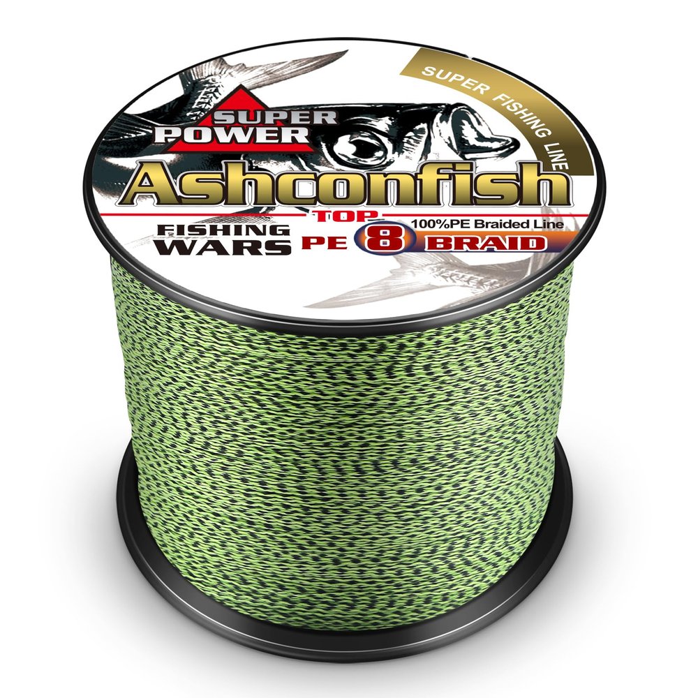 Ashconfish Braided Fishing Line- 8 Strands Super Strong PE Fishing Wire Heavy Tensile for Saltwater & Freshwater Fishing -Abrasion Resistant - Zero Stretch- 300M/328Yards 20LB Black and Yellow