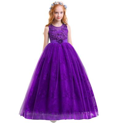 Rainbow Wedding Dresses Flower Girl Dresses for Big Girls Bridesmaid Kids Princess Masquerade Dress Party Dress Pageant Formal Evening Long Maxi Lace Tulle Formal Ball Gown Dark Purple 11-12 Years