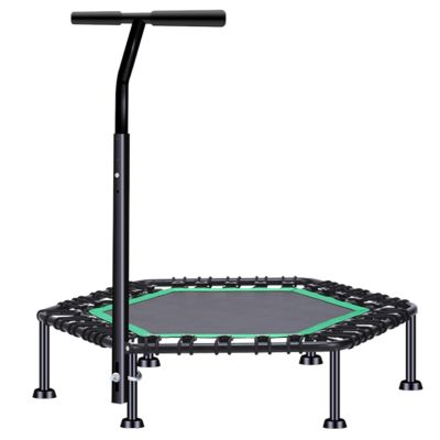 TXTC Fitness Trampoline with Adjustable Handle Bar,Elastic Rope,Indoor Trampoline for Kids,Exercise Trampoline Suitable for Indoor and Outdoor Use (Color : Green-50inch)