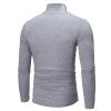 Maryia Men's Casual Slim Fit Lightweight Interlock Knit Mock Turtleneck Shirt Long Sleeve Pullover Tops T-Shirt Gray view 3