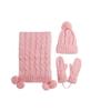 ZHANG Hat Scarf Set Women Knitted Hat Scarf and Gloves Set Soft Warm Beanie for Cold Weather.Adult Women's 3 Piece Winter Set - Pompom Beanie Hat, Scarf, for Women (Color : Pink) view 1