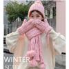 ZHANG Hat Scarf Set Women Knitted Hat Scarf and Gloves Set Soft Warm Beanie for Cold Weather.Adult Women's 3 Piece Winter Set - Pompom Beanie Hat, Scarf, for Women (Color : Pink) view 2
