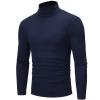Maryia Men's Casual Slim Fit Lightweight Interlock Knit Mock Turtleneck Shirt Long Sleeve Pullover Tops T-Shirt Navy view 2