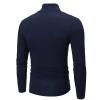 Maryia Men's Casual Slim Fit Lightweight Interlock Knit Mock Turtleneck Shirt Long Sleeve Pullover Tops T-Shirt Navy view 3