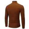 Maryia Men's Casual Slim Fit Lightweight Interlock Knit Mock Turtleneck Shirt Long Sleeve Pullover Tops T-Shirt Coffee view 3