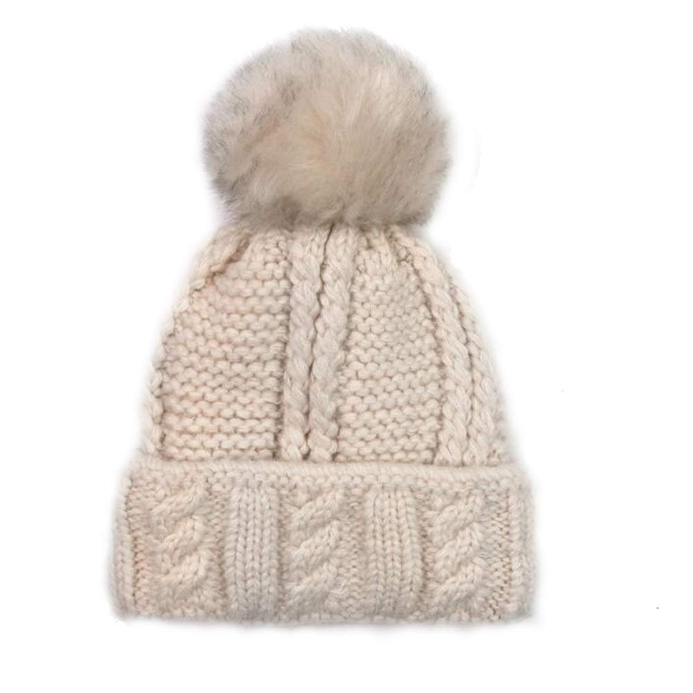 ZHANG Hat Scarf Set Womens Winter Knit Slouchy Beanie Hat Warm Skull Ski Cap Faux Fur Pom Pom Hats for Women/Women's Knit Hat/for Women (Color : E)