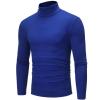 Maryia Men's Casual Slim Fit Lightweight Interlock Knit Mock Turtleneck Shirt Long Sleeve Pullover Tops T-Shirt Blue view 2