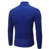 Maryia Men's Casual Slim Fit Lightweight Interlock Knit Mock Turtleneck Shirt Long Sleeve Pullover Tops T-Shirt Blue view 3