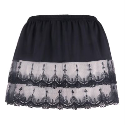 Vanrose Jan Women's Sheer Underskirt See Through Lace Trim Layering V28 Black L/XL