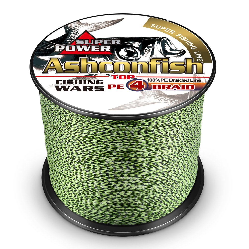 Ashconfish Braided Fishing Line- 4 Strands Super Strong PE Fishing Wire Heavy Tensile for Saltwater & Freshwater Fishing -Abrasion Resistant - Zero Stretch- 300M/328Yds 60LB Black and Yellow