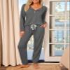 AUTOMET Lounge Sets for Women Comfy 2 Piece Pajamas Sets Fall Loungewear Pjs Outfits Sweatsuits with Sweatpants 2025 Black Grey M view 2