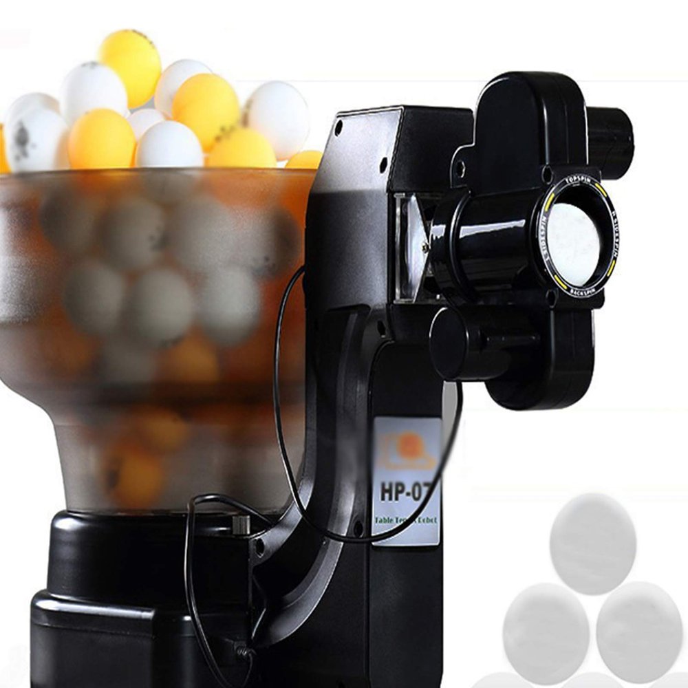 ASDQWER Ping Pong Ball Machine,36w 2 Wheels Drive Spins Table Tennis Robot Tee Machine with Automatic Professional Training for Indoor and Outdoor(with Remote Control)