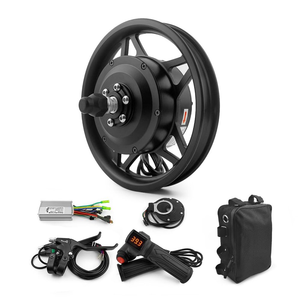 L-faster 12 inch Bicycle with 250W Hub Motor Front Wheel with Pedal Assist Sensor (Front Black)