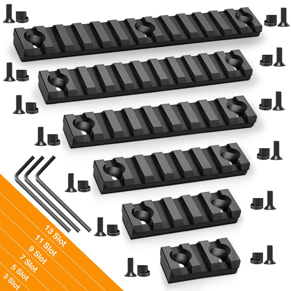 FENTUK Single Keymod Picatinny Rails Set 3 5 7 9 11 13 Slot with 13 T-Nuts & 13 Screws, 3 Allen Wrench - Black