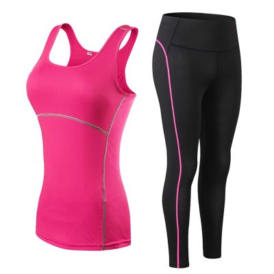 Yoga Fitness Exercise Yoga Suit Women Fitness Suit Yoga Sets Gym Sleeveless Vest Pants Running Tights Workout Sportswear Yoga Leggings Workout for Women (Color : Red, Size : L)