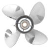 Qiilu Boat Outboard Propeller, 4-Blade Outboard Propeller Stainless Steel 13 x 19 RH Pitch Fit for Engine view 1