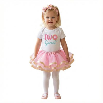 Luke and Lulu 2nd Birthday Outfit Girl - Two Sweet Tutu Dress with Headband - Photo-Ready 3-Piece Set