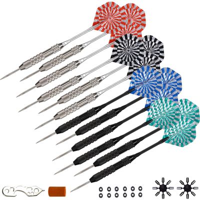 Professional Steel Tip Darts 12 PC Set | 12 PC Brass Barrels | 12 PC Aluminum Shafts 48mm | 16 PC Flights Standard Shape | 1 Multi-Purpose Dart Tool | 1 Carry Bottle (21g Deluxe 50/50) STC10430