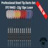 Steel Tip Darts Set - Professional 12PC Darts Steel Tip for Dartboard - Includes Steel Brass Barrels + Plastic & Aluminum Shafts + O-Ring's + Flights & Protectors + Sharpener + Wrench (22g-STC10432) view 2