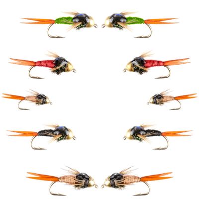 The Fly Fishing Place Basics Collection - Bead Head Copper John Assortment - 10 Wet Flies - 5 Patterns - Hook Sizes 14, 16, 18