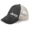 Jeep Garment Washed Text Logo Trucker Hat  | Unstructured Low Profile Cap with Mesh Back & Snap Closure (US, Alpha, One Size, Black) view 1