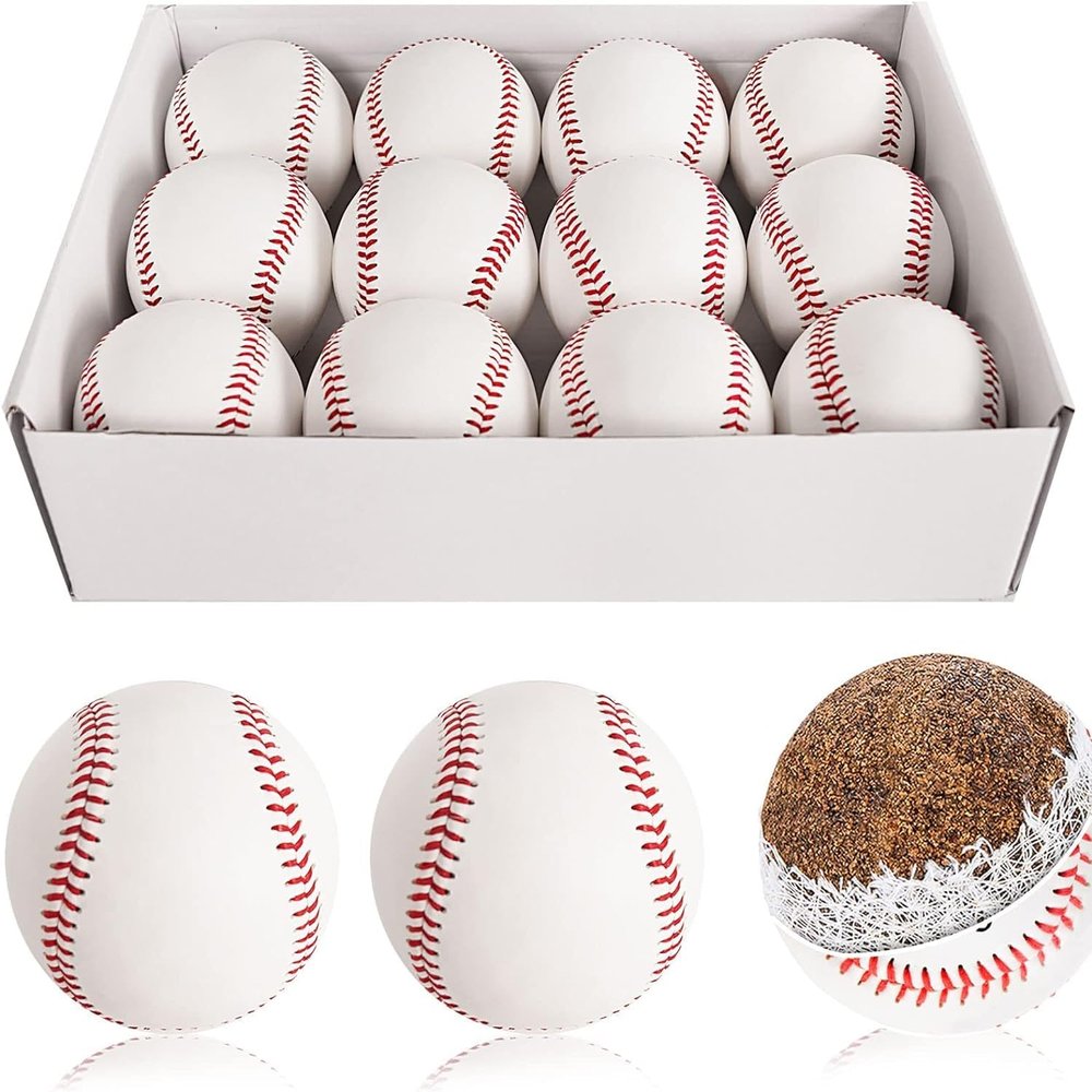 Baseball 12 Ball Pack Practice Training Baseballs for Youth/Adult 9 Inch Baseballs for Pitching Throwing Autographs Baseball(One Dozen)