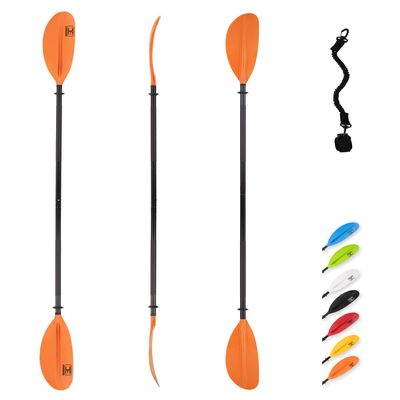 OCEANBROAD Kayak Paddle 86in/218cm Alloy Shaft Kayaking Boating Canoeing Oar with Paddle Leash 1 Paddle, Orange