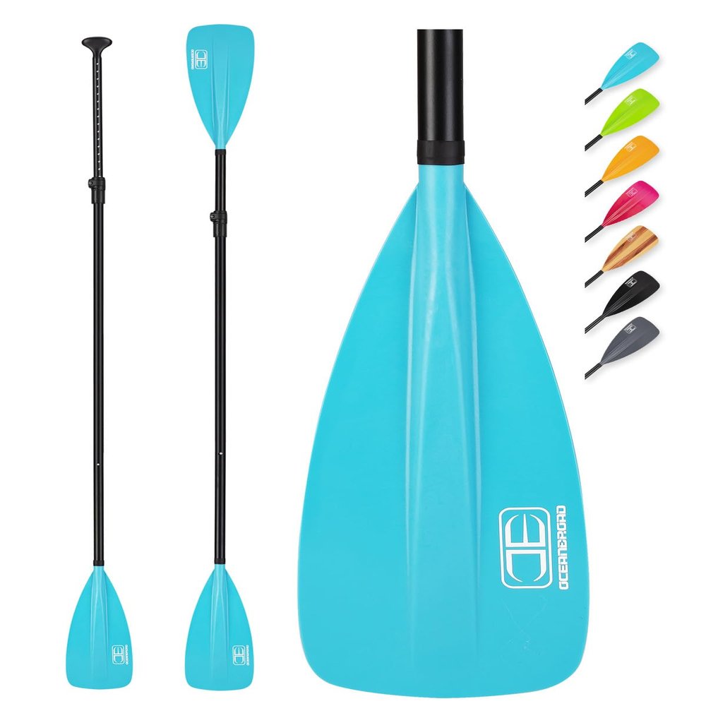 OCEANBROAD SUP Paddle - Adjustable Stand-Up Paddle for Paddleboard Kayak, Adjustable Aluminum Alloy Shaft 68" - 84", 4-Piece, Blue