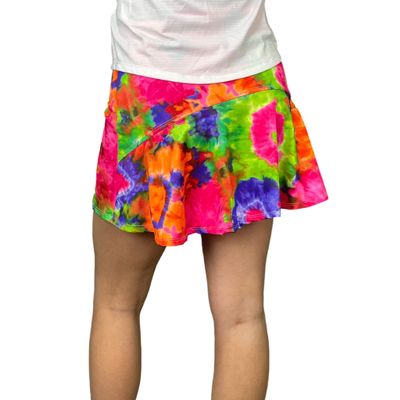Smash Dandy Pink Tie Dyed Flutter Style Golf/Tennis Skort/Skirt (XLarge)