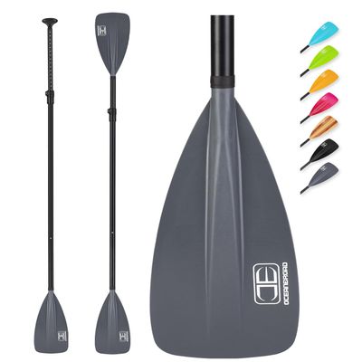 OCEANBROAD SUP Paddle - Adjustable Stand-Up Paddle for Paddleboard Kayak, Adjustable Aluminum Alloy Shaft 68" - 84", 4-Piece, Gray