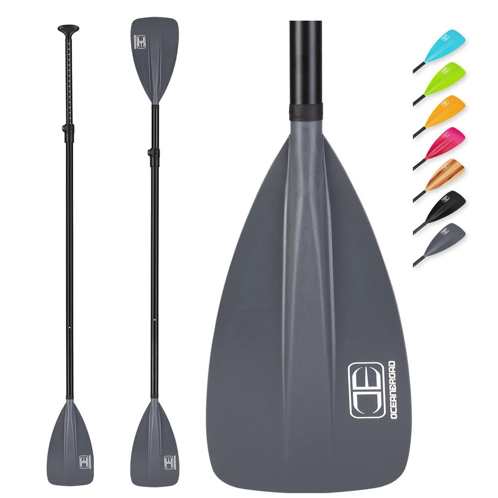 OCEANBROAD SUP Paddle - Adjustable Stand-Up Paddle for Paddleboard Kayak, Adjustable Aluminum Alloy Shaft 68" - 84", 4-Piece, Gray