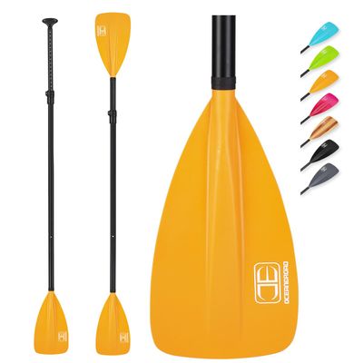 OCEANBROAD SUP Paddle - Adjustable Stand-Up Paddle for Paddleboard Kayak, Adjustable Aluminum Alloy Shaft 68" - 84", 4-Piece, Orange