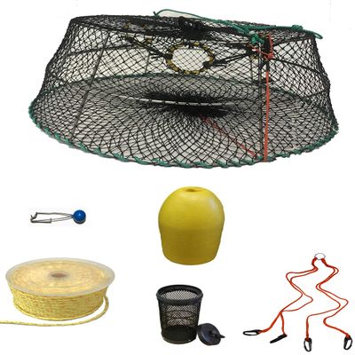 KUFA Sports Tower Style Prawn Trap with 400' Rope, Yellow Float, Vented Bait Jar & Harness Combo (CT77+PAP39+HA2)